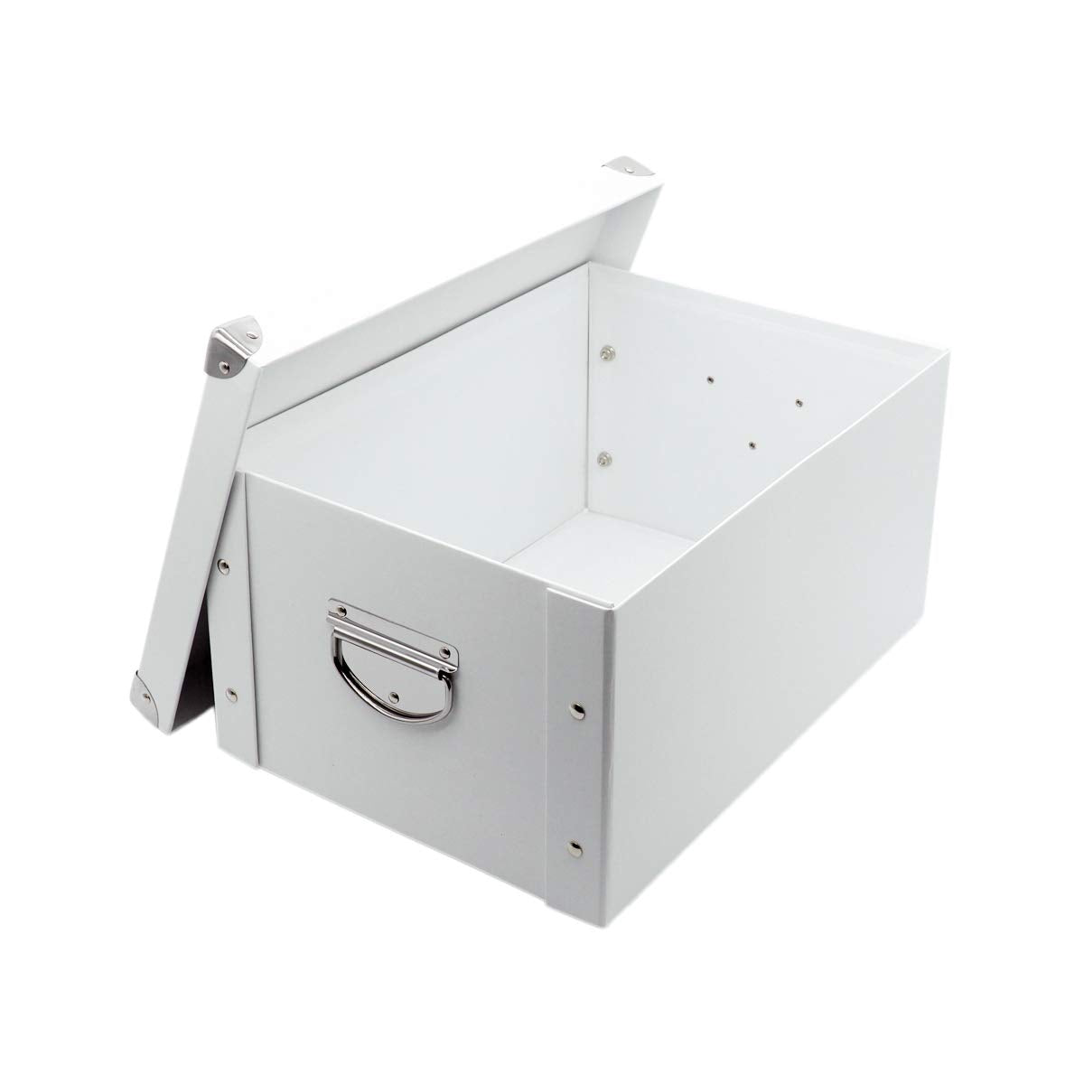 Guozi Collapsible Storage Box, Decorative Memory Box With Lid & Metal Reinforced Corners, Cardboard File Bin With Handles, Organ