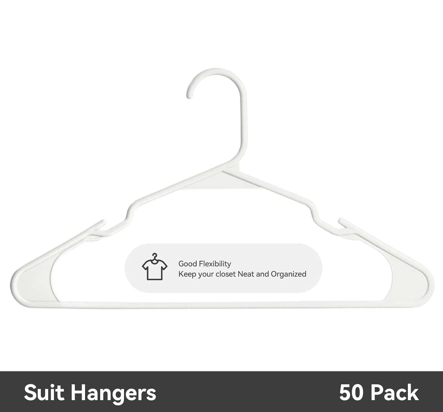 Softflame Plastic Hangers Clothes Hangers 50 Pack, Durable Hangers Space Saving For Everyday Standard Use And Dorm Room Essentia