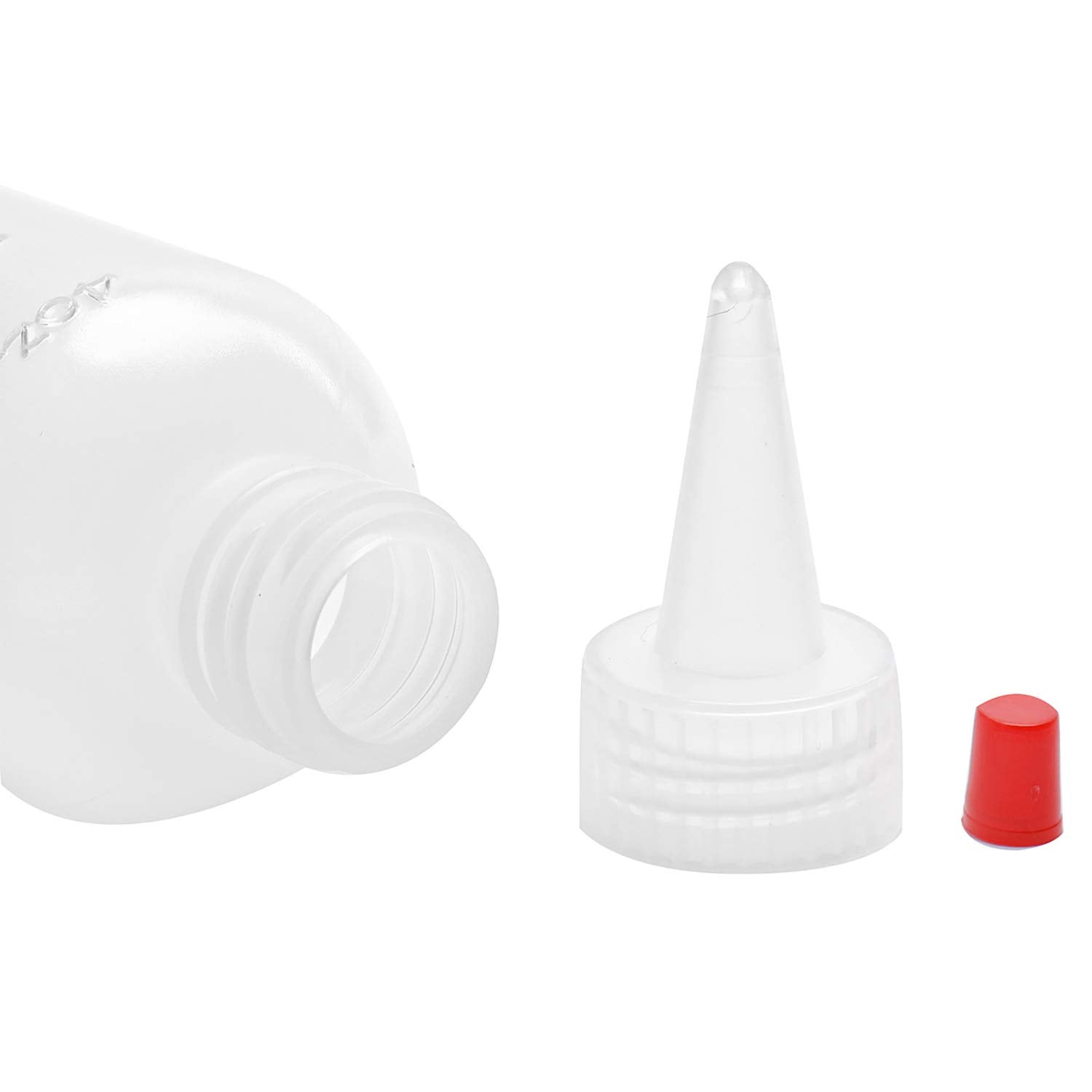 Hedume 30 Pack 4-Ounce Plastic Squeeze Bottles with Red Tip Cap and Measurement - BPA-Free  Latex-Free  Food-Grade - Good for Crafts  Art  Glue  Sauces  Ketchup  BBQ