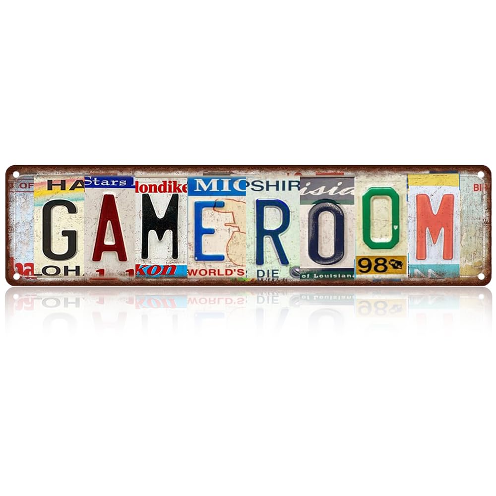 Game Room Metal Sign - Retro Aluminum Tin Wall Decor 4x16 Inch - Arcade Man Cave Basement Decor