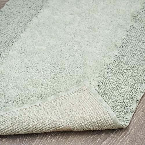 Laura Ashley Ruffle Border 100% Cotton Bath Rug, Green, 20''X 34''