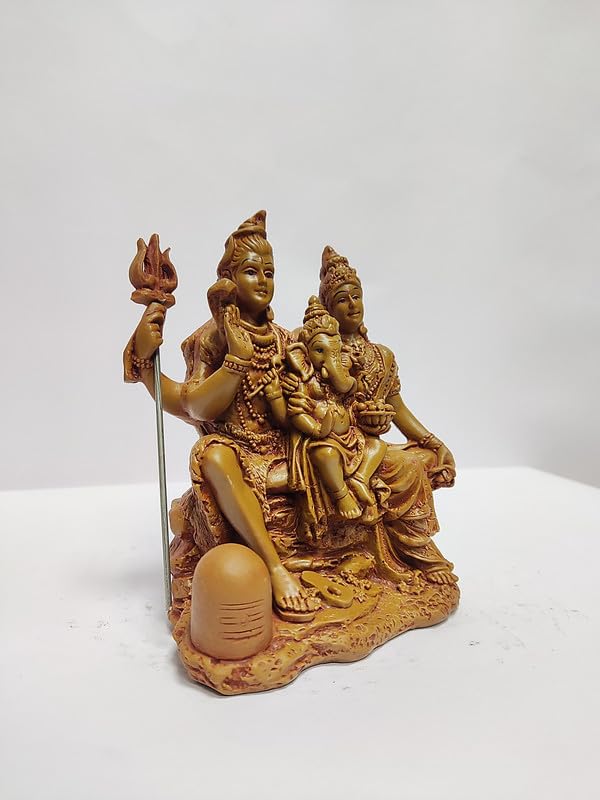 Pratima Wooden Finish Lord Shiva Parvati Kartikeya And Ganesha Murti Shiv Parivar Idol Statue For Home Dcor Mandir Temple Gift S