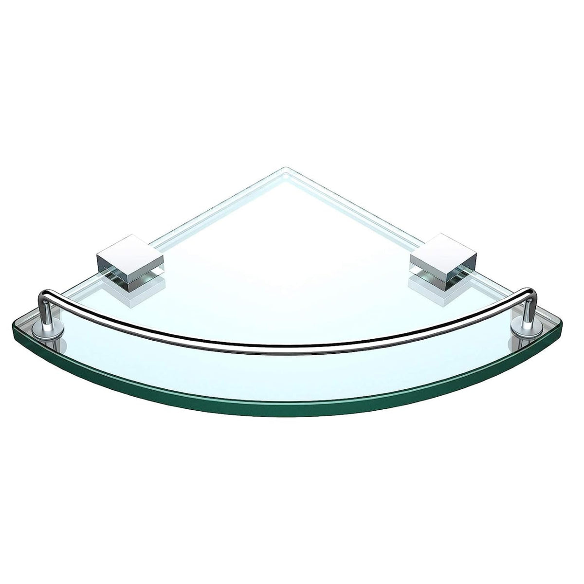 Vdomus Glass Corner Shelf For Bathroom, Tempered Glass Shelf With Rail, Stainless Steel Wall Mounted Corner Shower Shelf, Glass