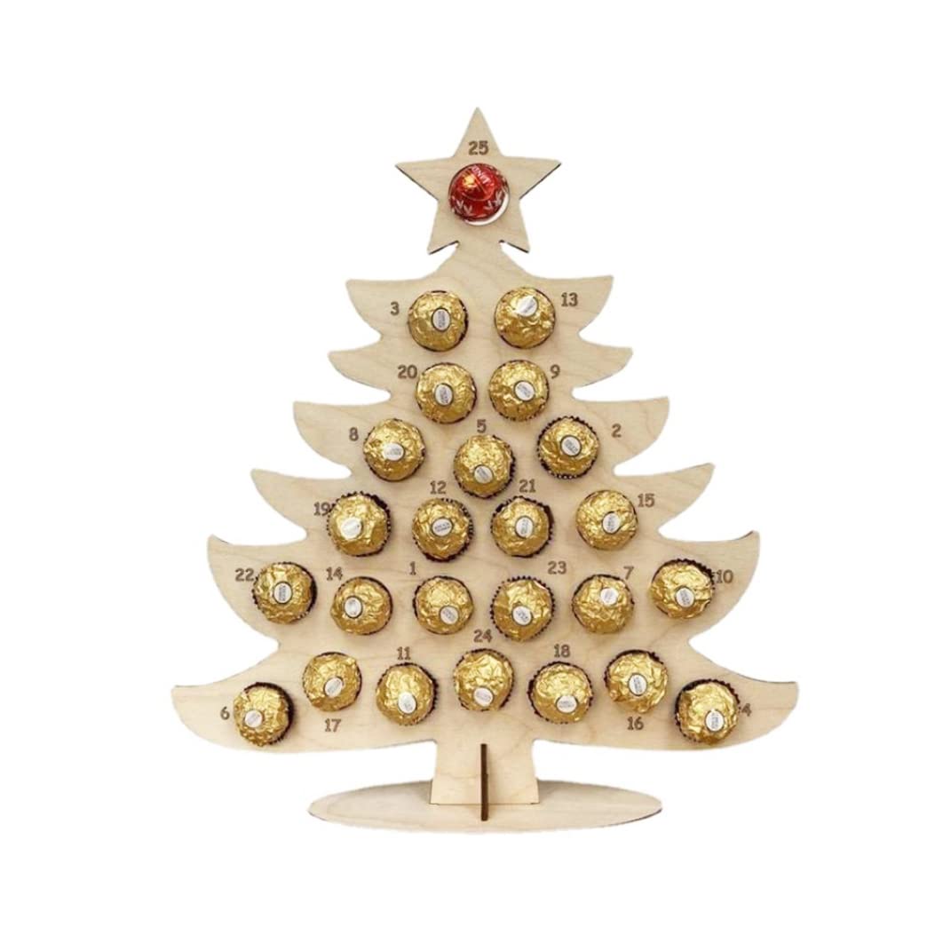 Advent Calendar 2022, Christmas Countdown Calendar Wooden Chocolate Frame Advent Calendar Xmas Decoration Style2