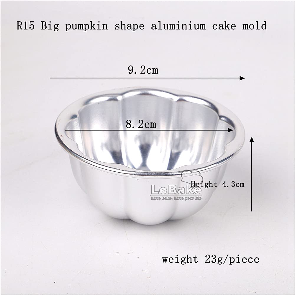 10Pcs Various Half Ball Pumpkin Grape Vollyball Shell Aluminium Tart Mould Jelly Pudding Cup Cupcake Mold Baking Tools (R15 Big