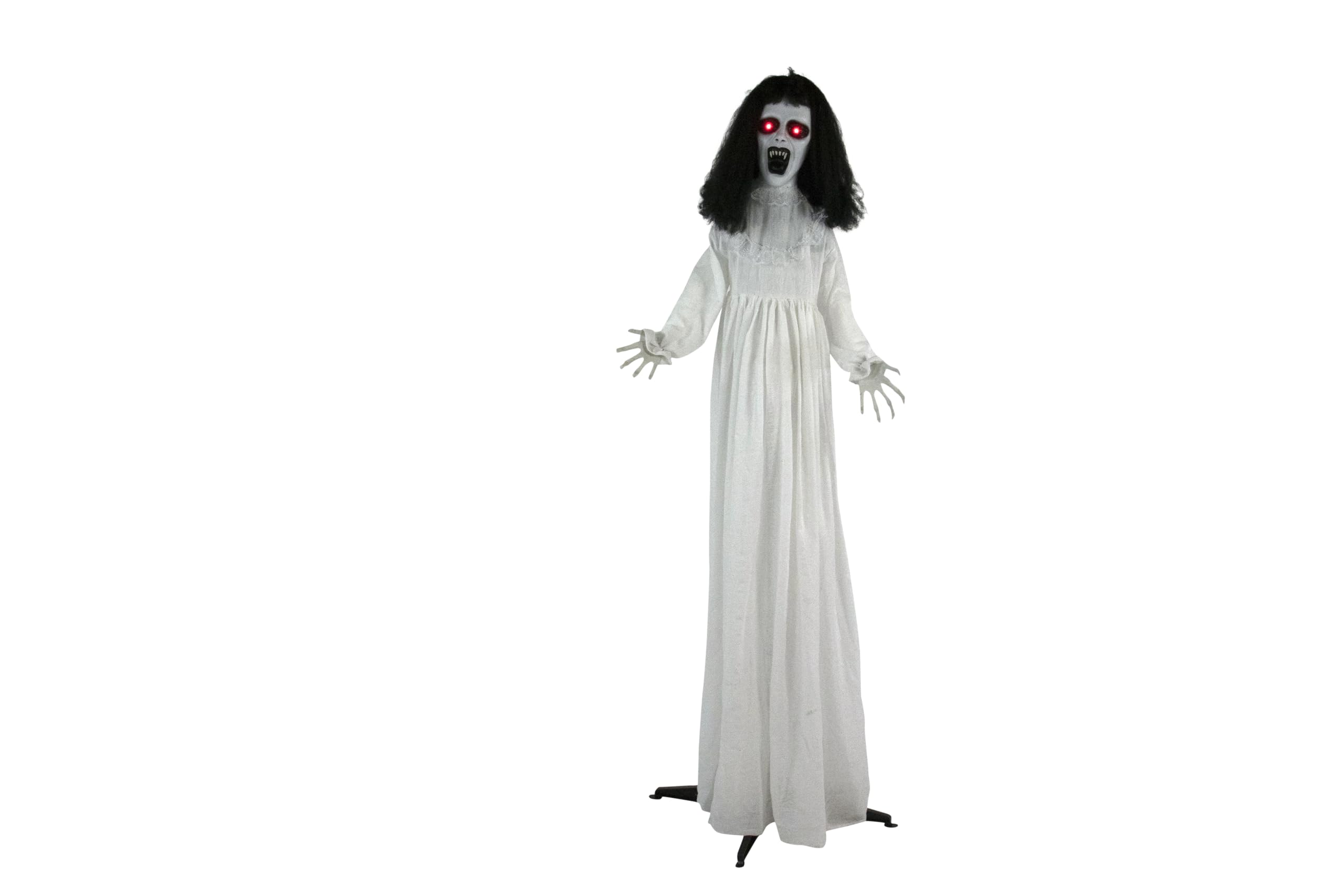 Haunted Hill Farm Life-Size Scary Demon Bride Halloween Animatronic with Touch Activated Lights and Sound, Battery Operated Indo