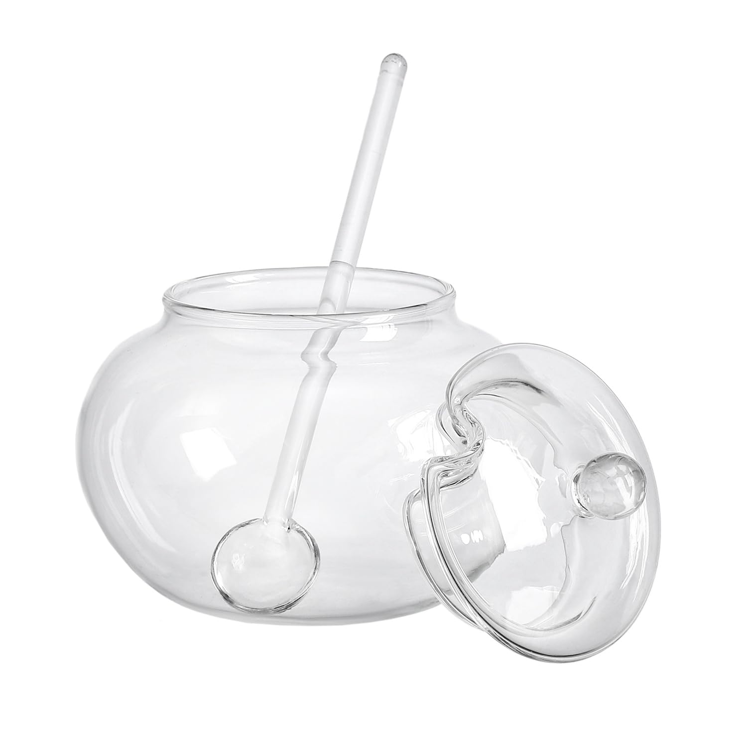 123Arts Clear Glass Sugar Bowl With Lid And Sugar Serving Spoon,8 Ounces