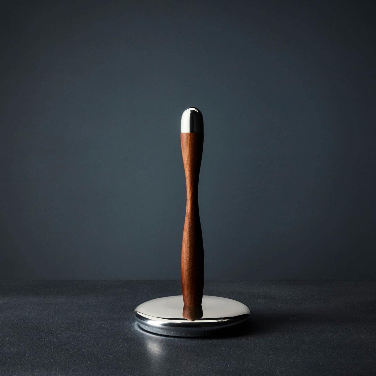 Nambe Curvo Paper Towel Holder | Wooden Paper Towel Stand For Countertop | Kitchen Roll Holder With Weighted Base | Made Of Acac