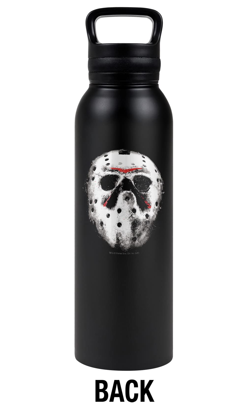 Friday The 13Th Official Jason Mask 24 Oz Insulated Canteen Water Bottle, Leak Resistant, Vacuum Insulated Stainless Steel With