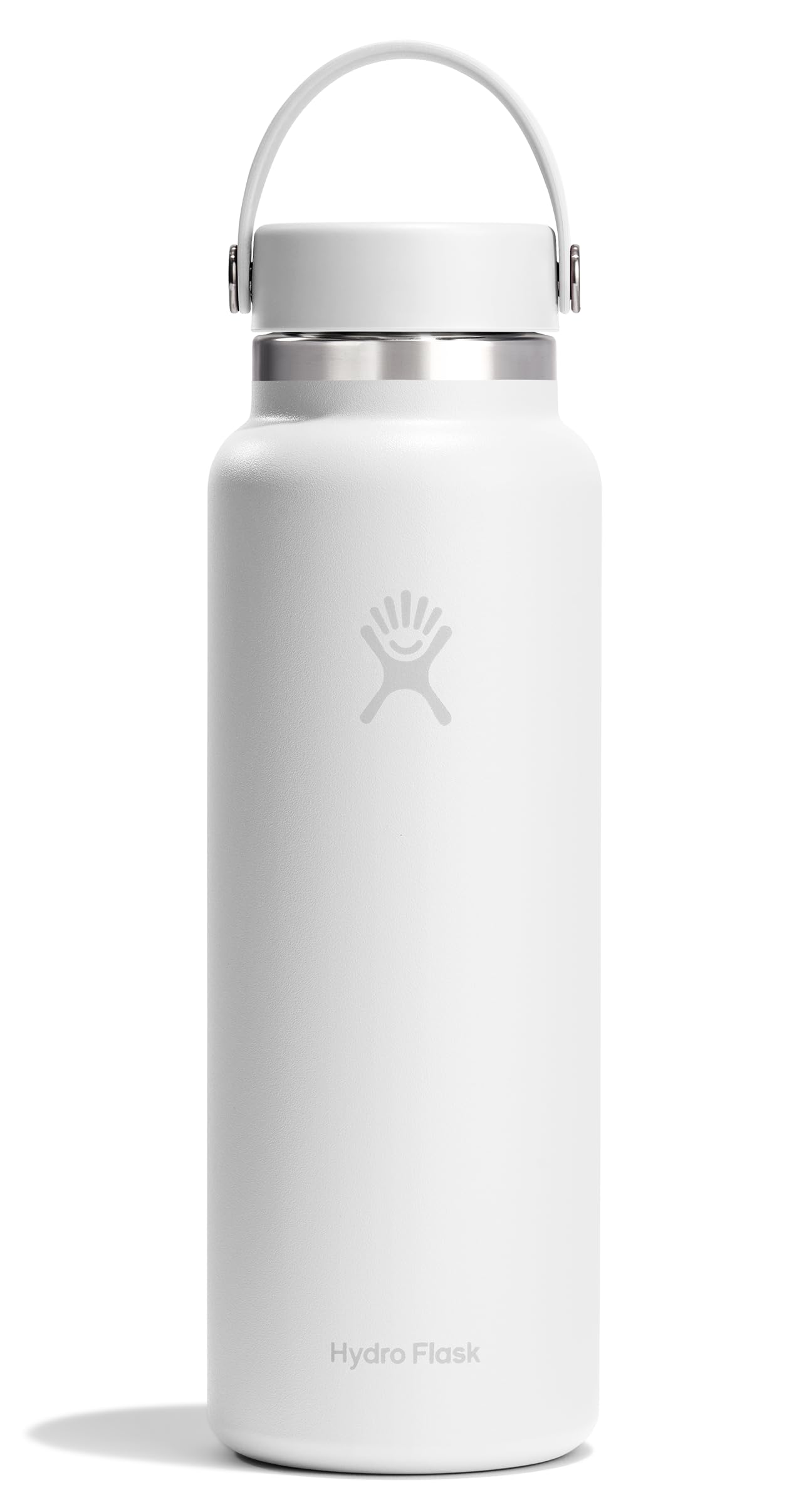 Hydro Flask Water Bottle - Insulated Stainless Steel - Wide Mouth Flex Lid, Non Spill, Leakproof and Refillable in 40 Oz Tonal W