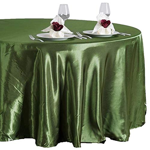 Balsacircle 108-Inch Willow Green Round Satin Tablecloth Table Cover Linens For Wedding Party Catering Kitchen Dining Events Kit
