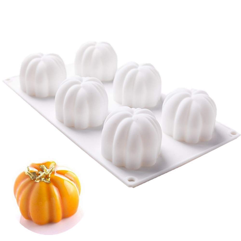 Echodone Pumpkin Silicone Mold 6 Cavities Cupcake Baking Pan Mousse Tray Molds Kitchen Cake Decoration Fondant Mold For Hallowee