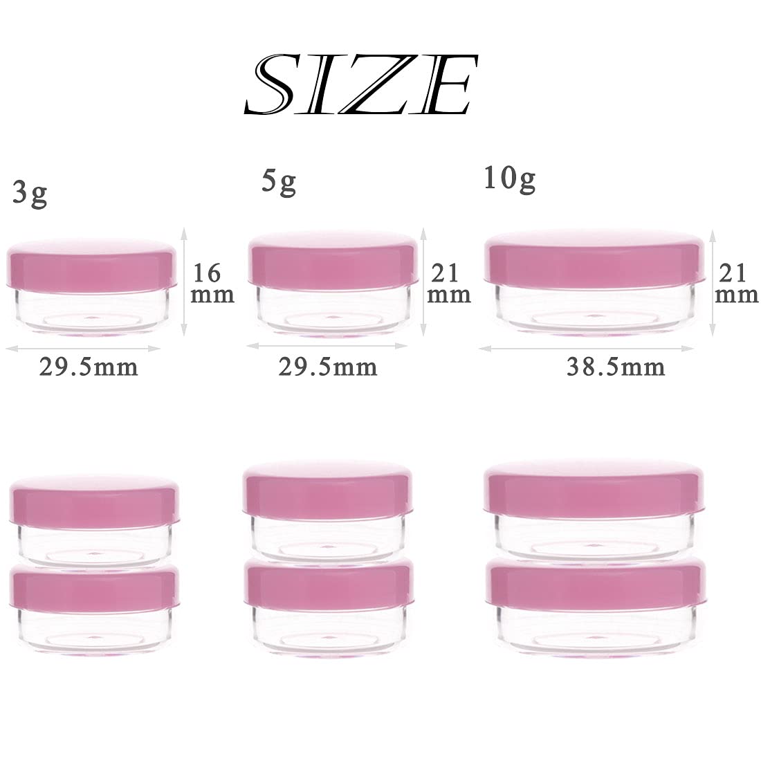 Zejia Sample Containers, 10 Gram Containers With Lids, 20Pcs Sample Jars, Small Plastic Containers With Lids(Pink)