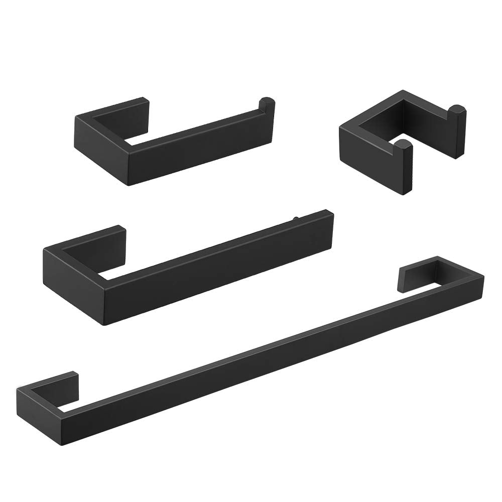 Besy 4 Piece Bathroom Accessories Set (23.6'' Towel Bar, Hand Towel Holder Towel Rack, Toilet Paper Holder, Double Towel Hooks),