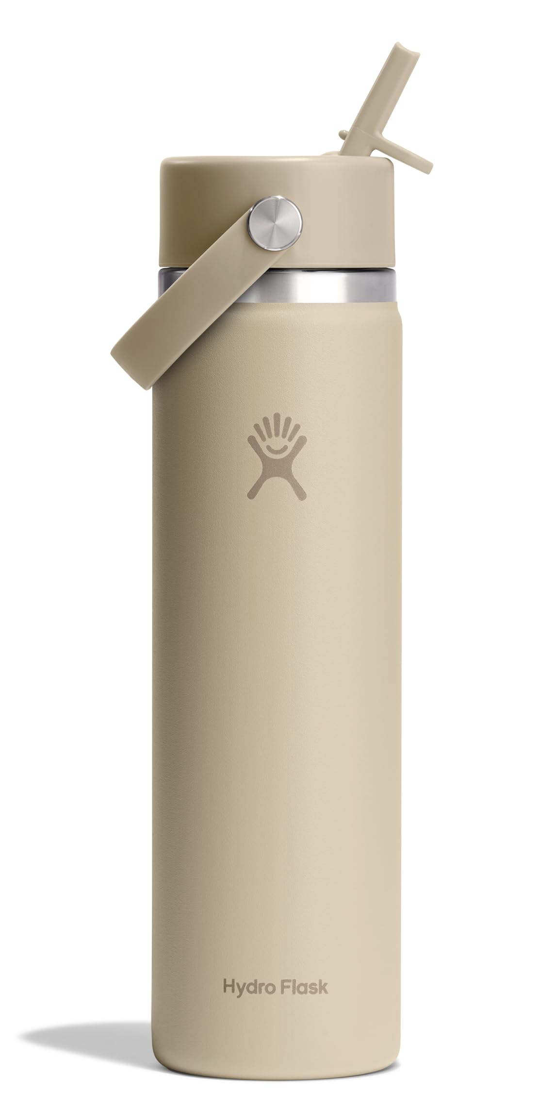 Hydro Flask Water Bottle - Insulated Stainless Steel - Wide Mouth Flex Straw Lid, Non Spill, Leakproof and Refillable in 24 Oz T
