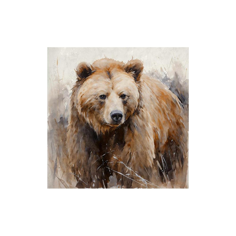 Forjoy Bear Art Wall Decor Rustic Woodland Bears Paintings Canvas Decor Animal Pictures Wall Art For Bedroom And Livingroom (24'