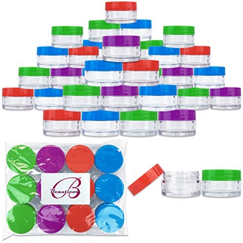 48 Pieces - Beauticom 20G/20Ml (0.7 Fl Oz) Thick Double Wall Leak-Proof Round Clear Plastic Jars With Flat Top Lids For Creams,