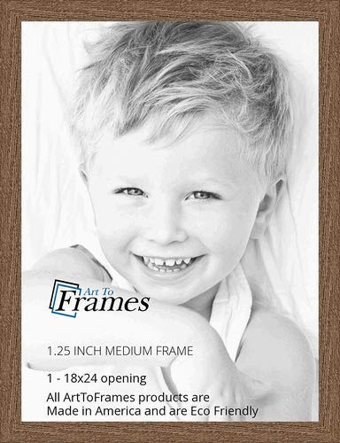 ArtToFrames 18x24 Inch Brown Picture Frame, This 1.25 Custom Poster Frame is Medium Brown Oak - Barnwood Style, for Your Art or 