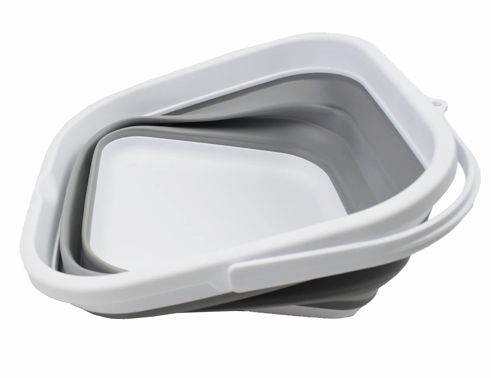 SAMMART 55L (14 gallon) collapsible Square Handy BucketFoldable SquareWater PailPortable Tub with Handle (Whitegrey  1)