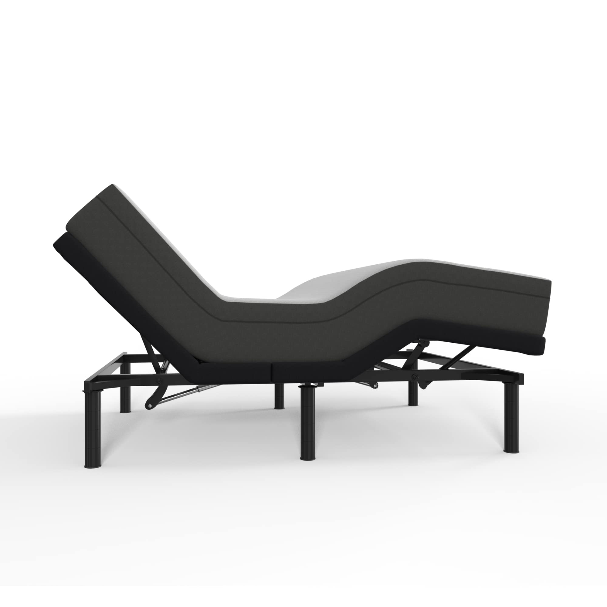 Blissful Nights E4 Split King Adjustable Bed Base Frame With 10'' Medium Firm Gel Infused Memory Foam Mattress