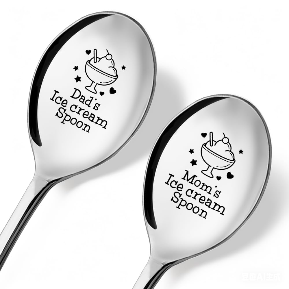 ZBBFSCSB Ice Cream Together 2 Pack Spoons with Gift Box, Ice Cream Together Scoops for Couples, Our Ice Cream Scoops, Spoon Coup