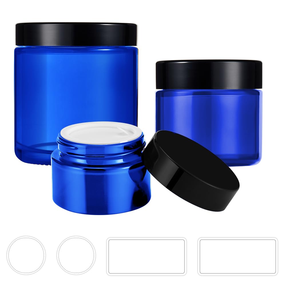 Tecohouse Glass Jar With Lids, 4 Oz, 2 Oz And 1 Oz Glass Jars With Lids & Stickers, Reusable Travel Containers For Creams, Lotio