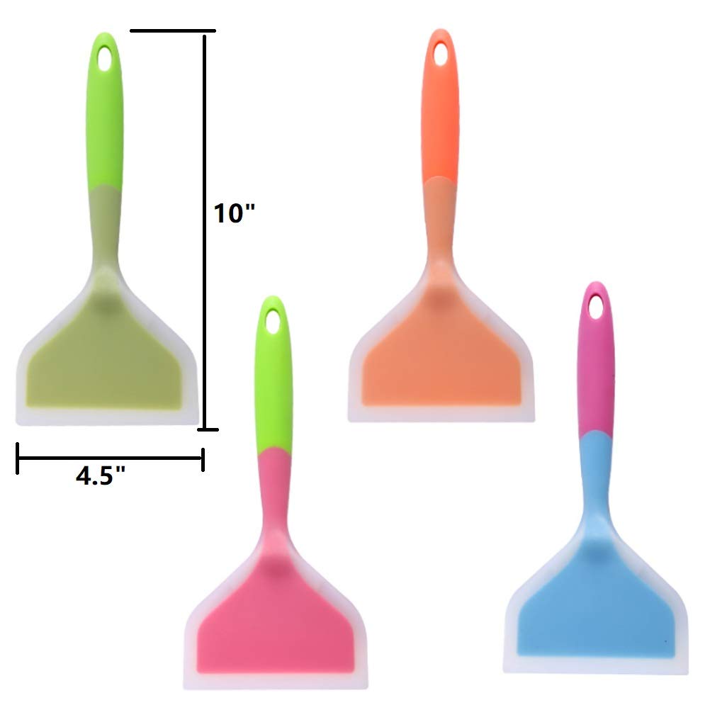 Goeielewe Omelette Spatula 10-Inch Silicone Pancakes Shovel Durable Heat-Resistant Wide Spatula Turner Nonstick Fried Shovel For