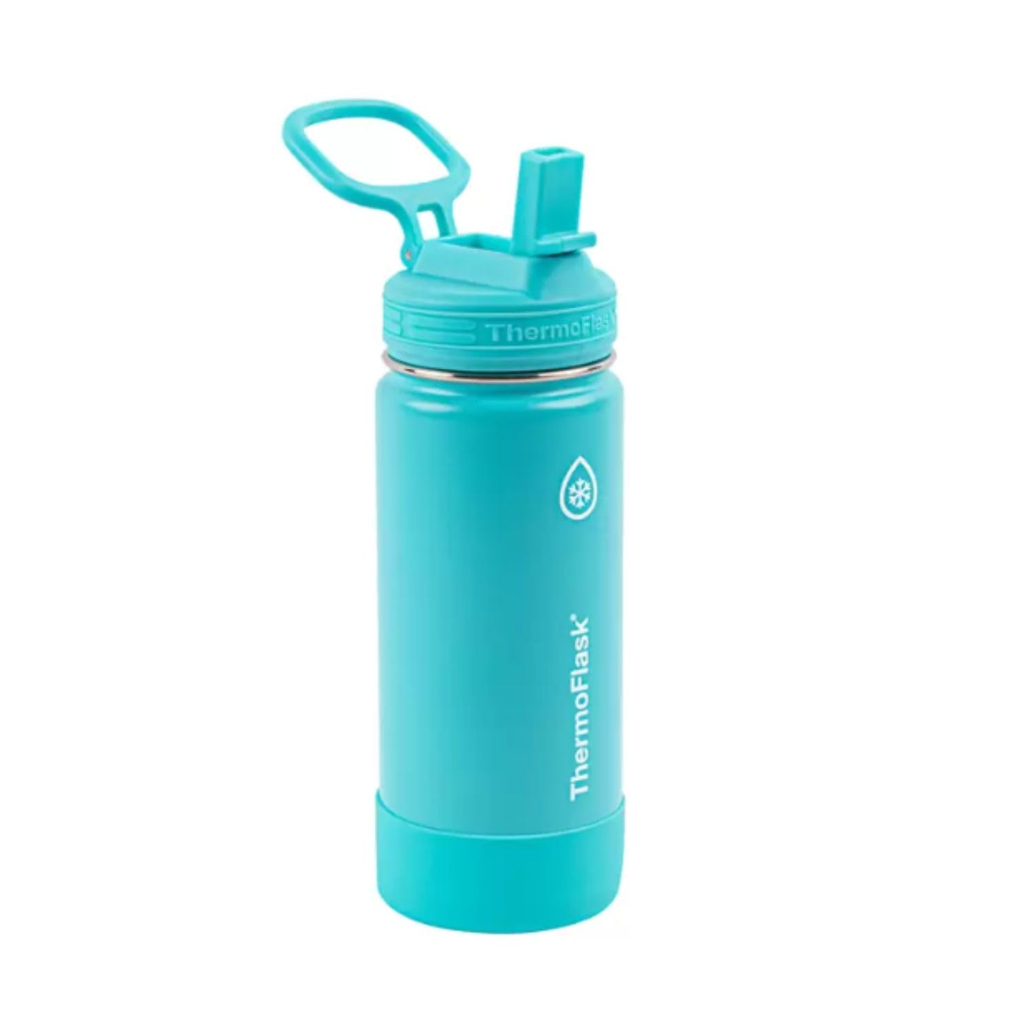 Thermoflask 16Oz Stainless Steel Water Bottle, 2-Pack, Red And Aquamarine