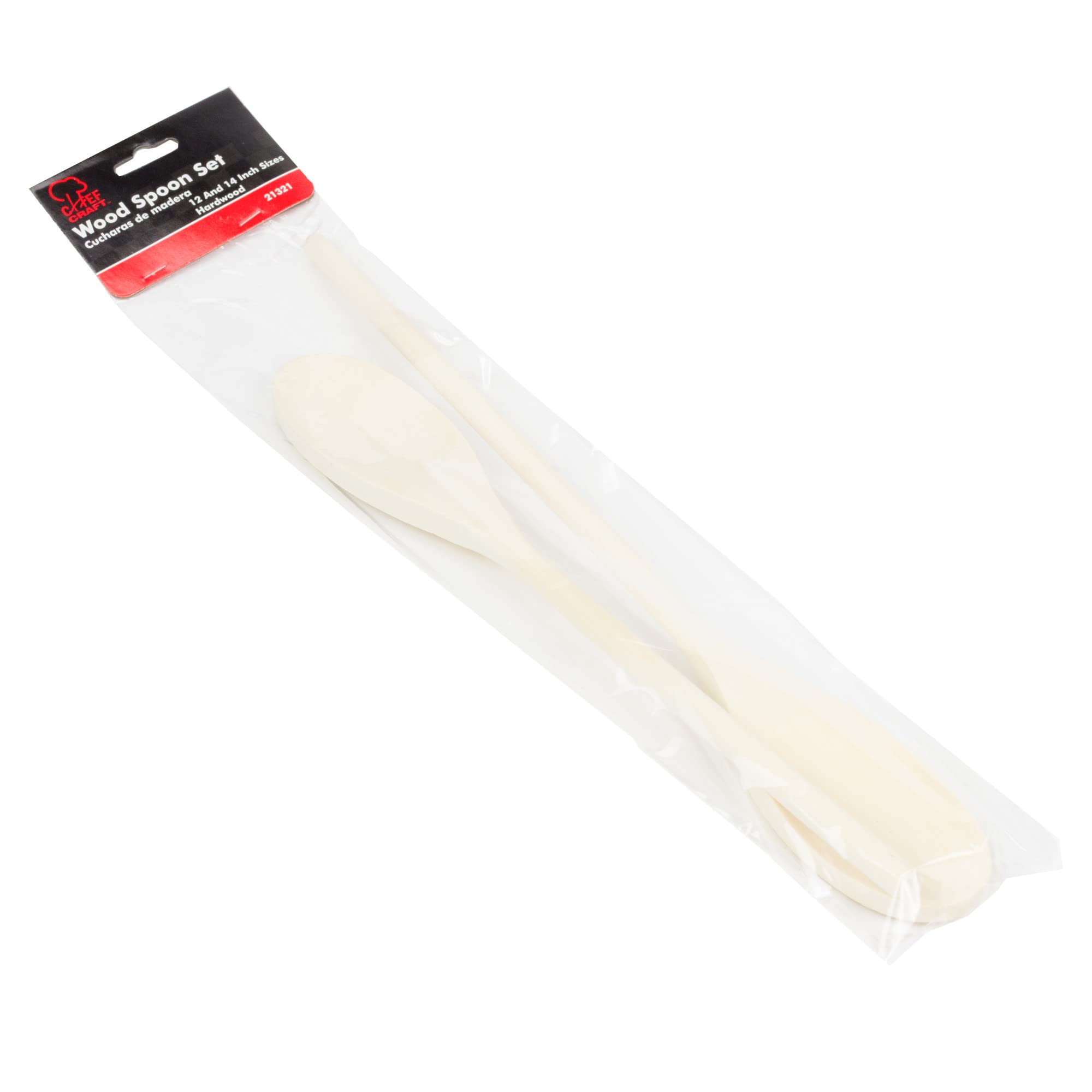 Chef Craft Select Maple Solid Spoon, 12 And 14 Inch 2 Piece Set, Natural