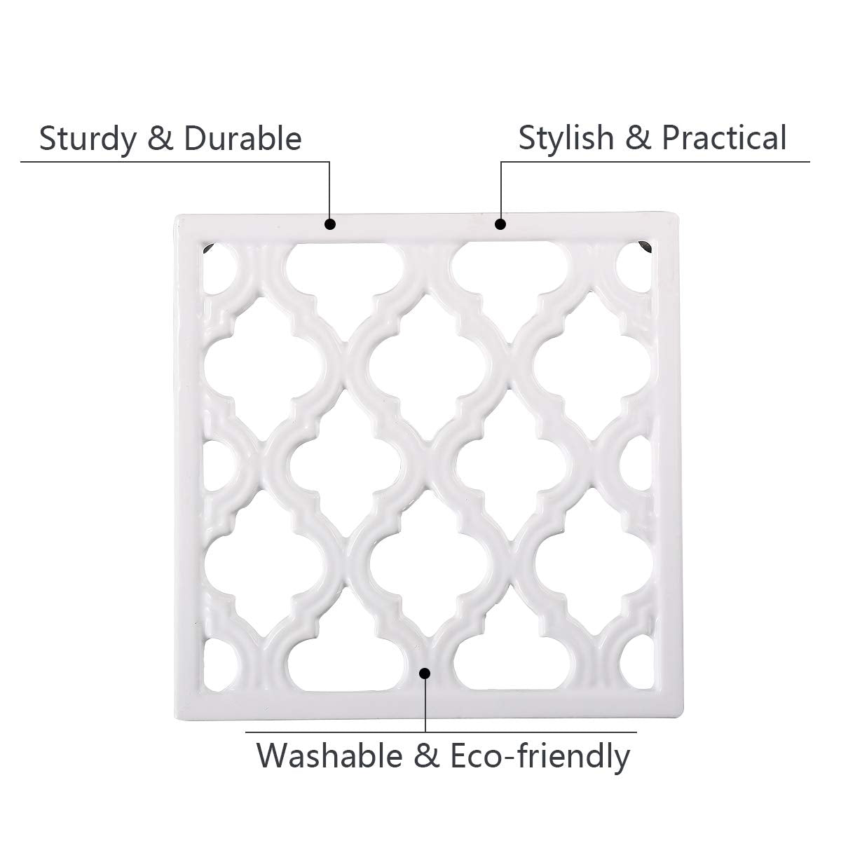 Square Cast Iron Trivet White Metal Trivets For Kitchen Dining, Hot Pot Holder Hot Pads For Table & Countertop - Heat Resistant