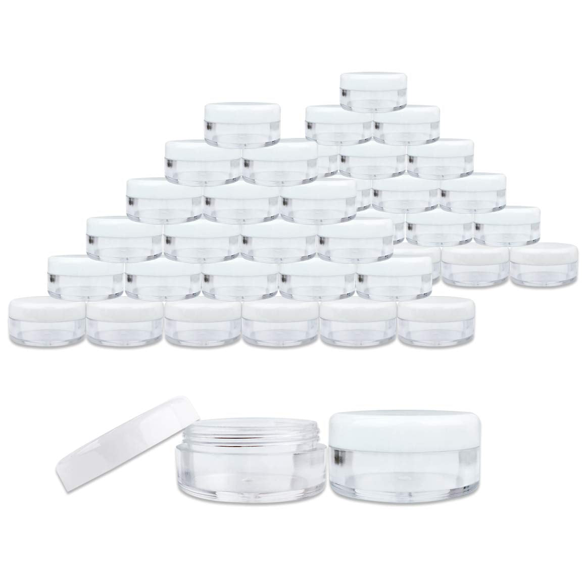 (1000 Pcs) Beauticom 5G/5ML Round Clear Jars with White Lids for Scrubs, Oils, Salves, Creams, Lotions  BPA Free