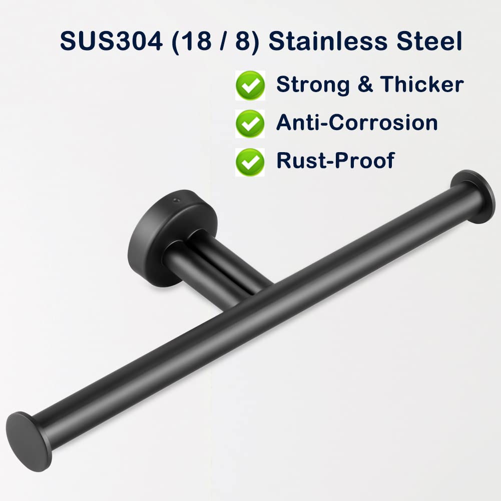 Matte Black Wall Mount Double Toilet Paper Holder for Bathroom  SUS304 Stainless Steel 2 Rolls Tissue Holder