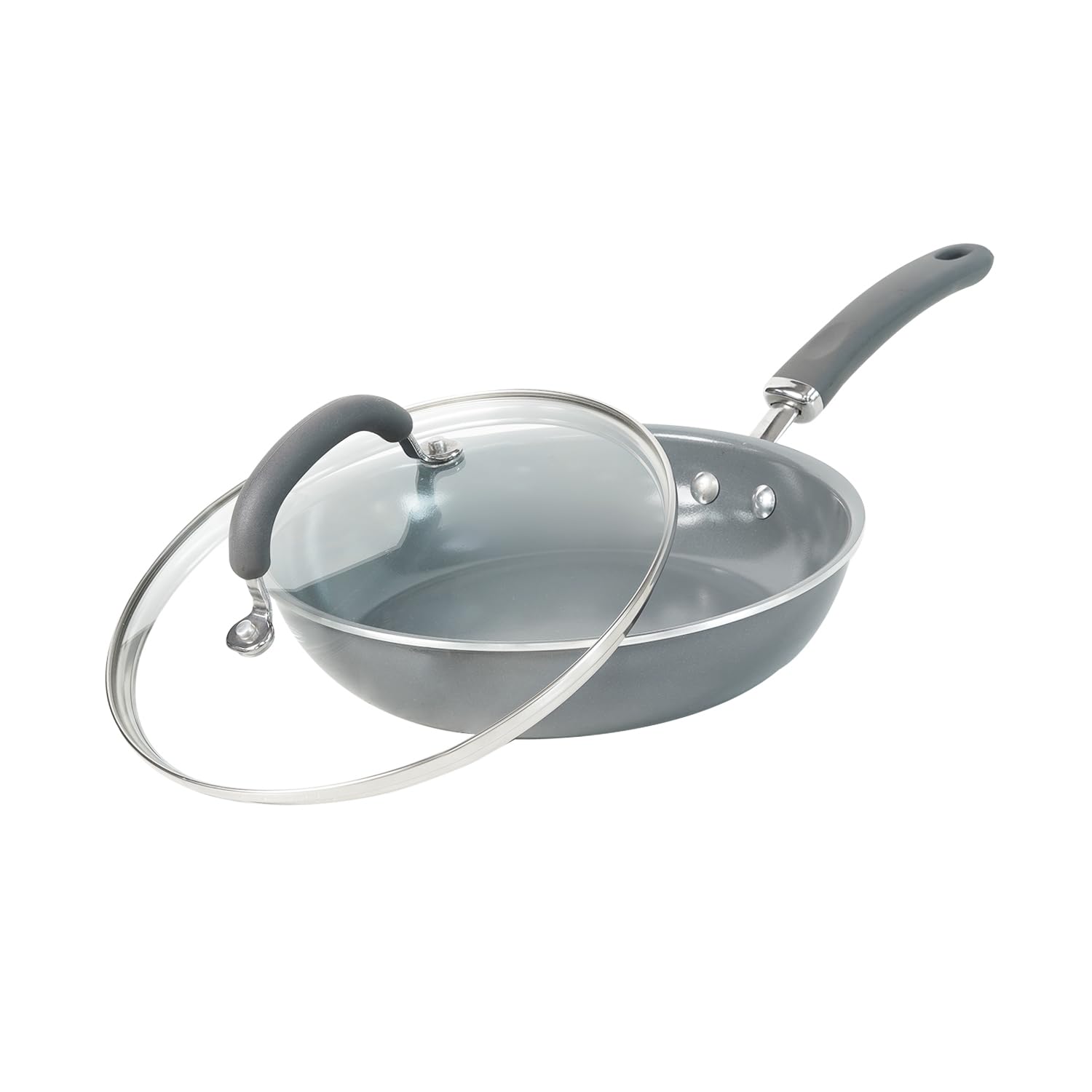 Meyer Anzen Ceramic Coated Piece Cookwar Set -Frypan + Interchangeable Glass Lid, 24Cm