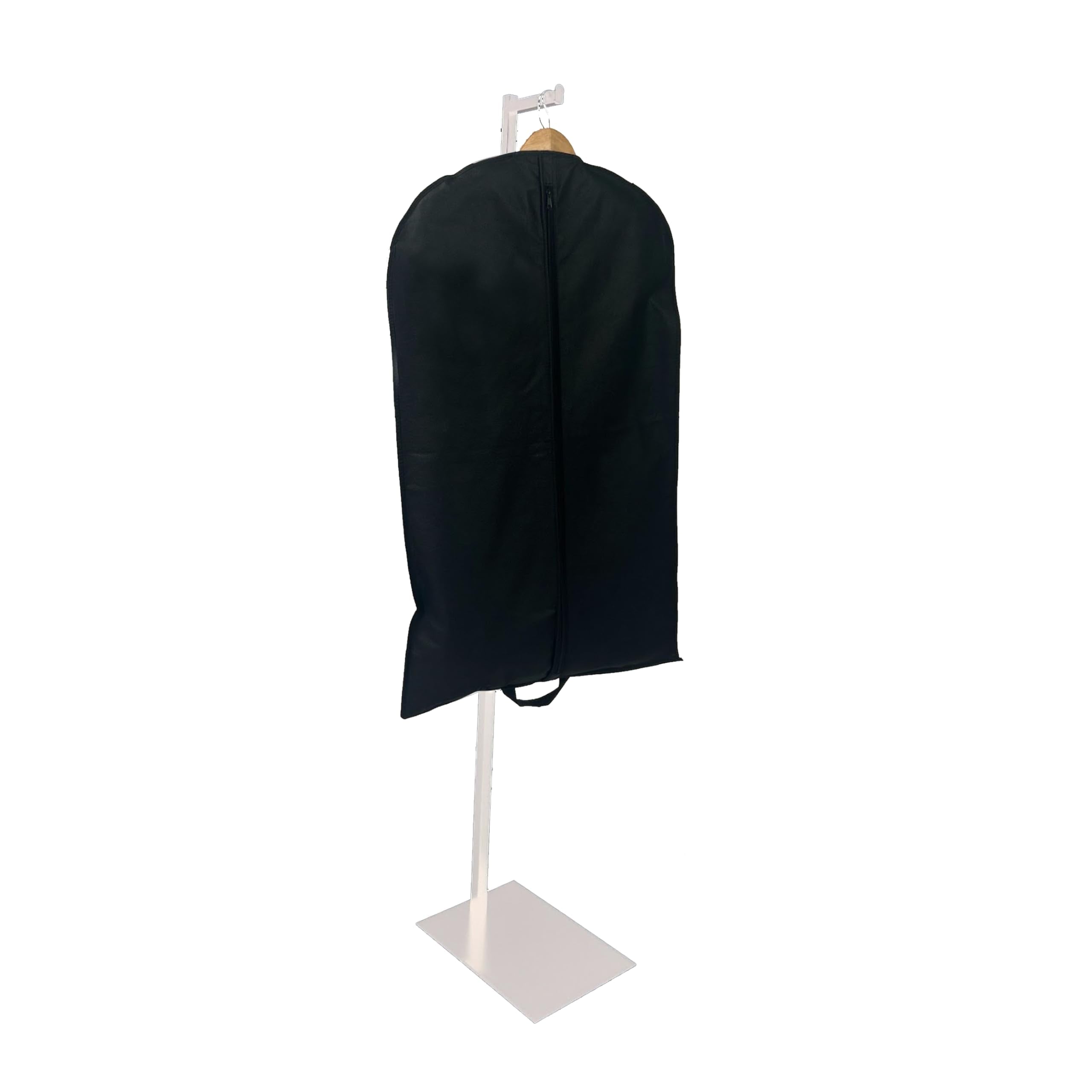 Sswbasics Adjustable White Costumer Stand - Single Arm Clothes Rack - Retail Clothing And Garment Display Stand - Ideal For Show