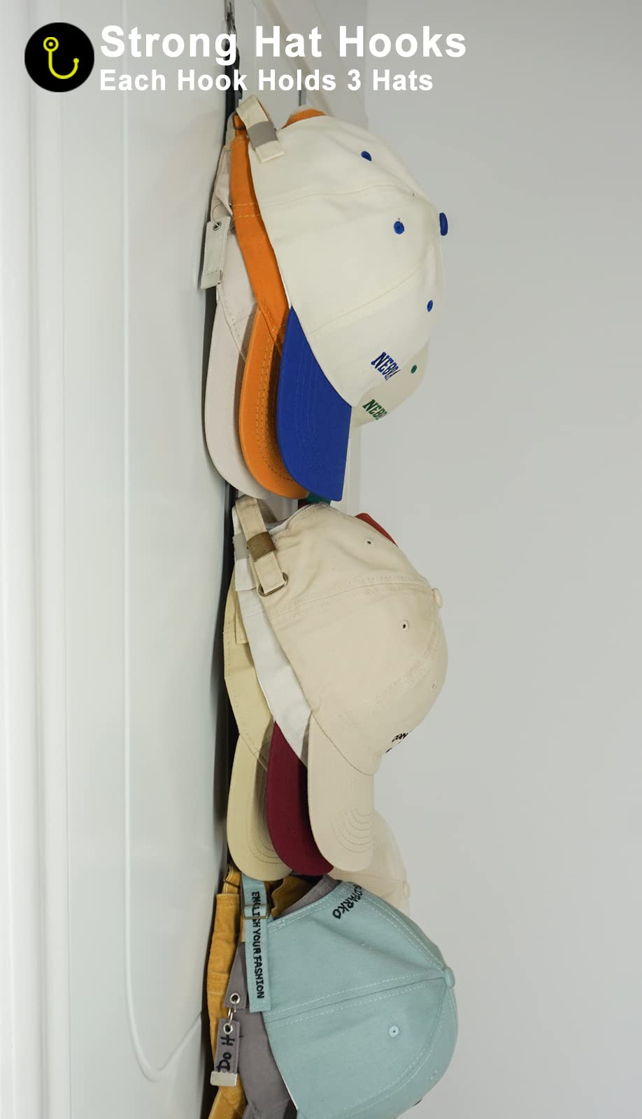 Etowifa Hat Rack For Baseball Caps And Organizer Holder [ Up To 36 Caps ] Display Over The Door Or On The Wall Hat Hanger With 2
