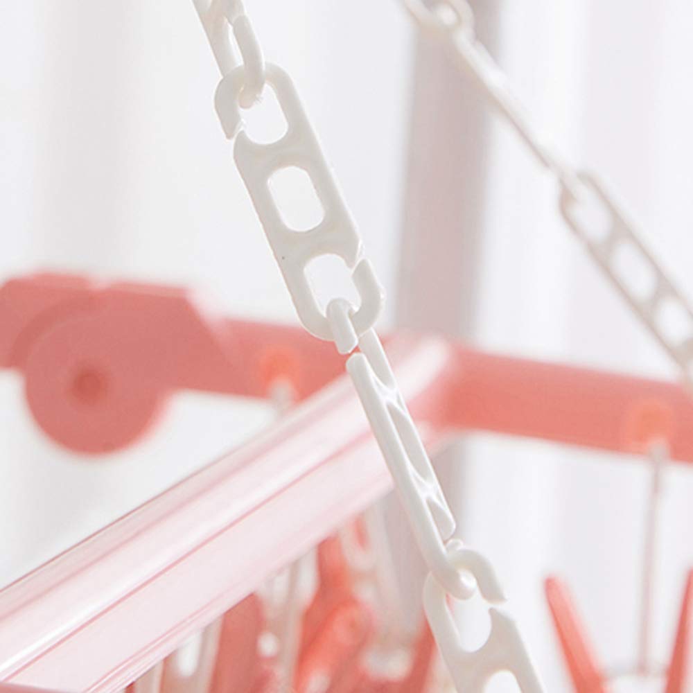 alladaga clothes Drying Hanger with 32 clips and Drip Foldable Hanging Rack (Light Pink)