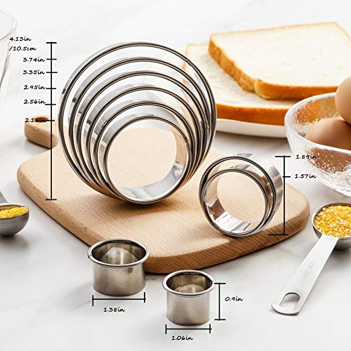 Beyond 280 Beyond 280 Round Stainless Steel Cookie Cutters,10-Piece Circle Big To Small For Round Cookies, Cake Decor, Fondant,