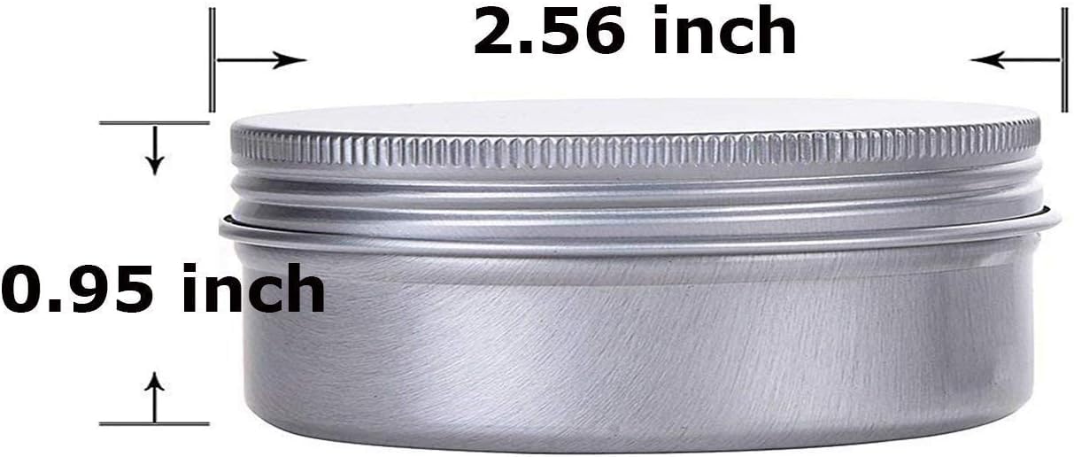 Silver 2 Ounce Aluminum Tin Jar Refillable Containers 60Ml Aluminum Screw Lid Round Tin Container Bottle For Cosmetic,Lip Balm,