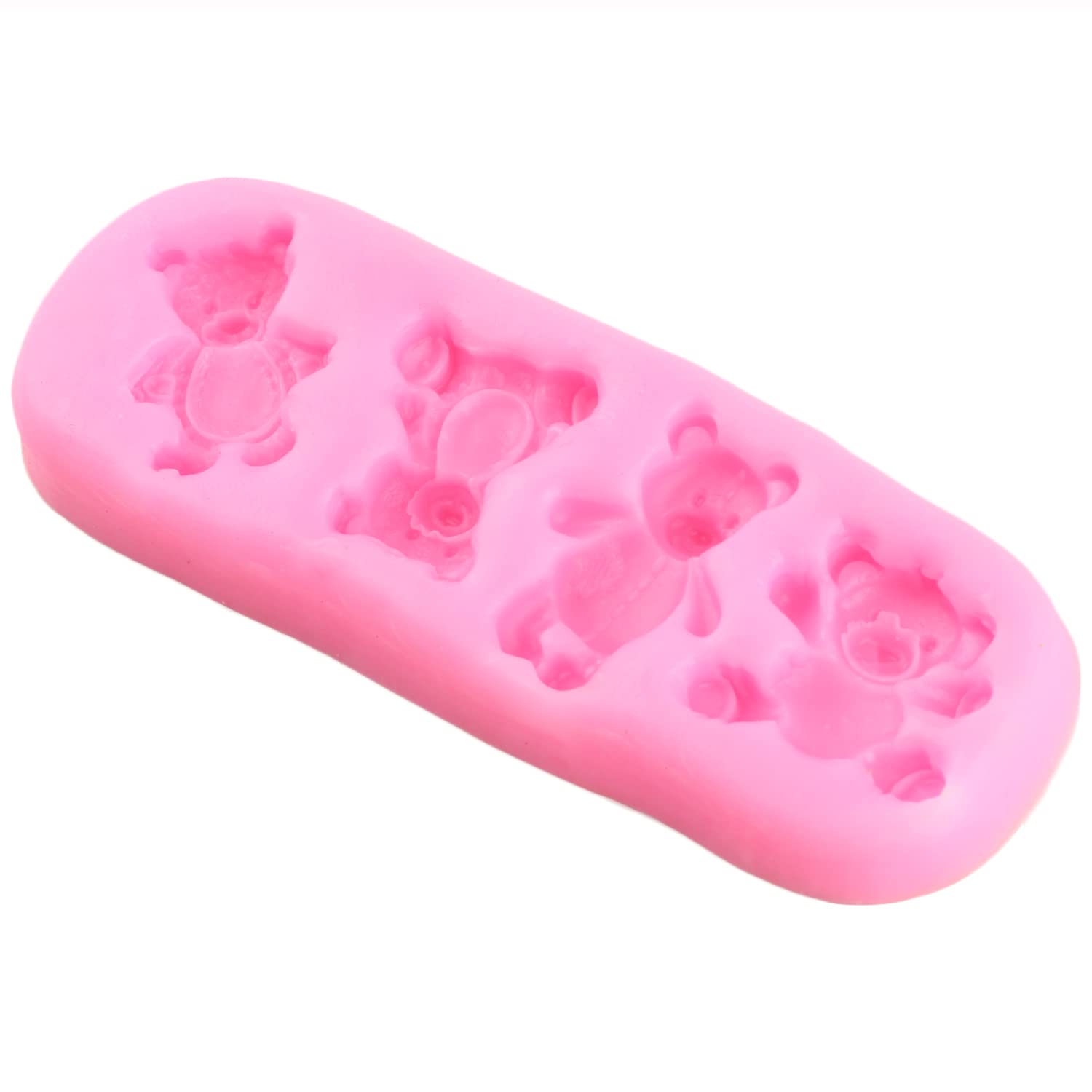 Mypracs Bear Silicone Fondant Molds Bear Bowknot Chocolate Mold For Teddy Bear Cake Decorating Cupcake Topper Gum Paste Candy Po