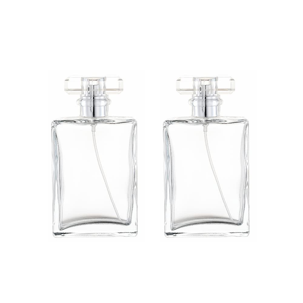 Yorror 2 Pack 100Ml Clear Thick Glass Perfume Atomizer,Empty Refillable Perfume Spray Bottle For Men And Women,Portable Fragranc