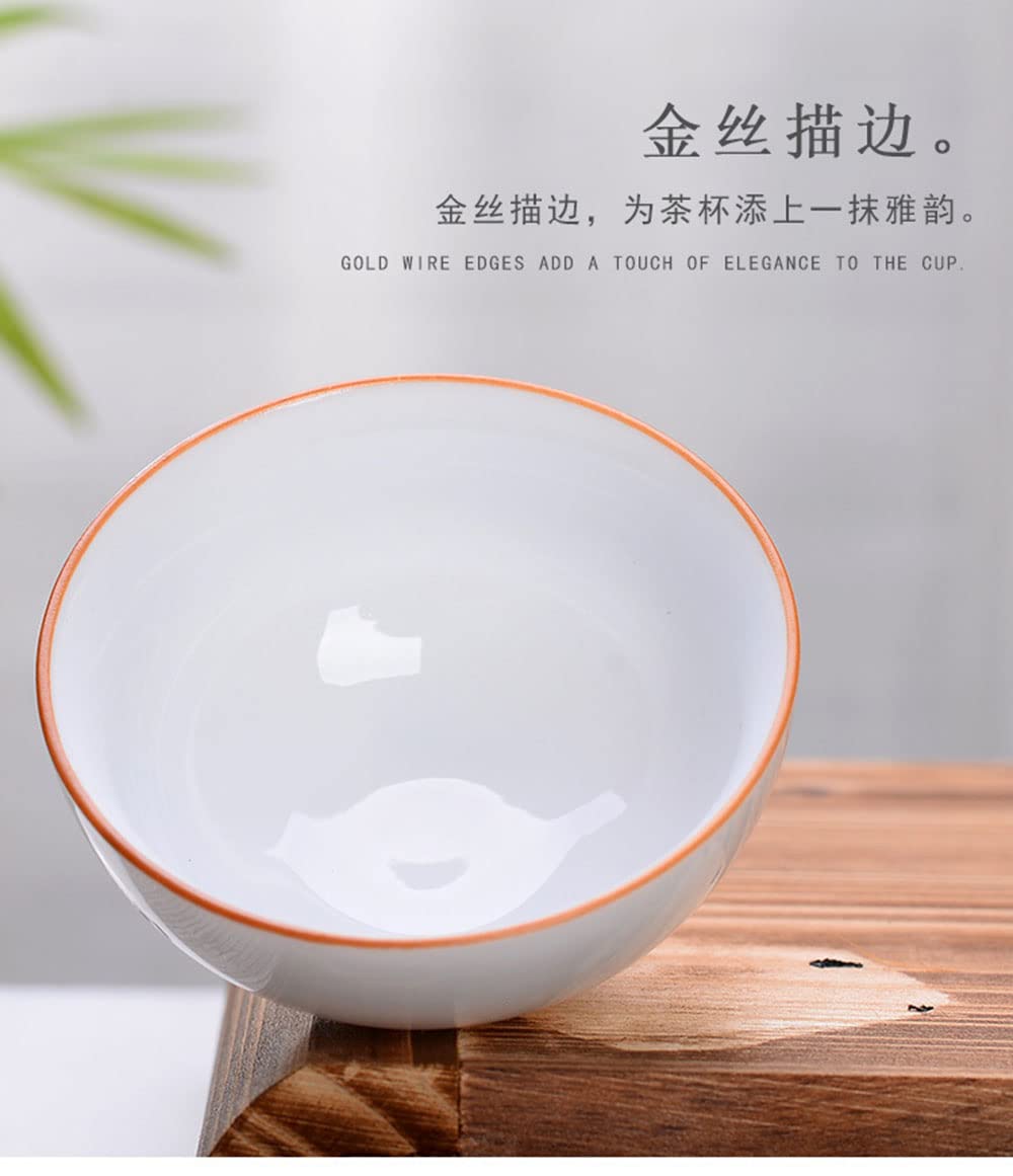 Liang Baobao Chinese Tea Tasting Cup Set Of 4, 2Oz White Porcelain Mini Cups For Gongfu Tea Ceremony (Fish Jump)