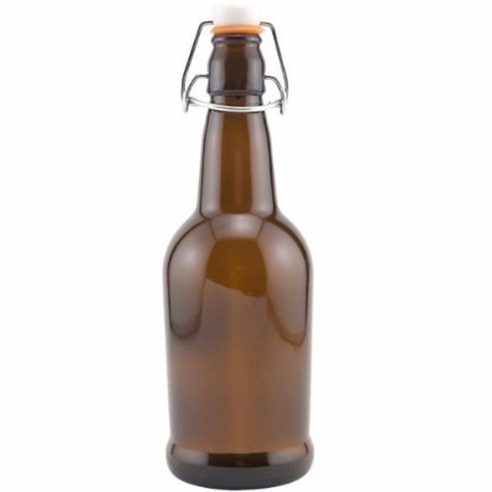 ezcap EZ Cap Bottles - 16 oz Amber Swing Top - Model B350 - Qty 12