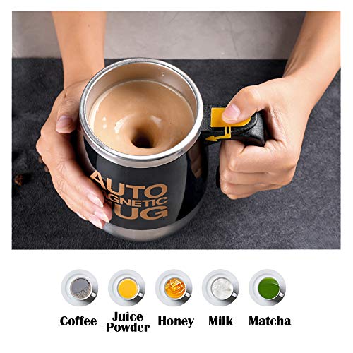 Daasigwaa Cuteinnovation Rechargeable Self Stirring Mug - Magnetic Electric Auto Mixing Stainless Steel Cup For Office/Kitchen/T