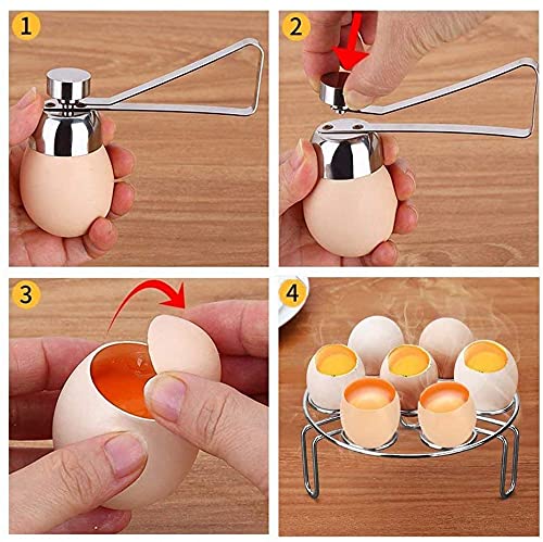 Colibrox 1Pack Egg Cracker Topper, Ashero Stainless Steel Egg Opener Eggshell Cutter Kitchen Remover Tool For Raw/Soft Hard Boil