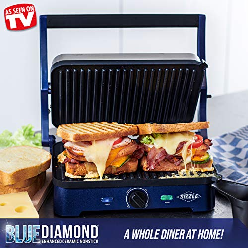 Blue Diamond CC002899-001 Sizzle Deluxe Electric Griddle and Grill Pan  Plates
