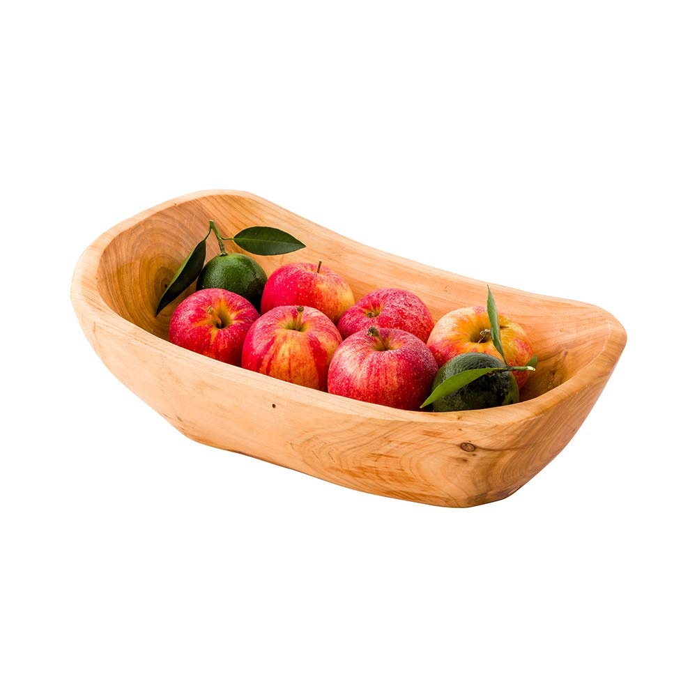 Restaurantware Nature Tek 13.5 X 7.75 X 4.5 Inch Fruit Bowl 1 Handmade Oblong Bowl - Oval Shape Shatterproof Natural Wood Fruit