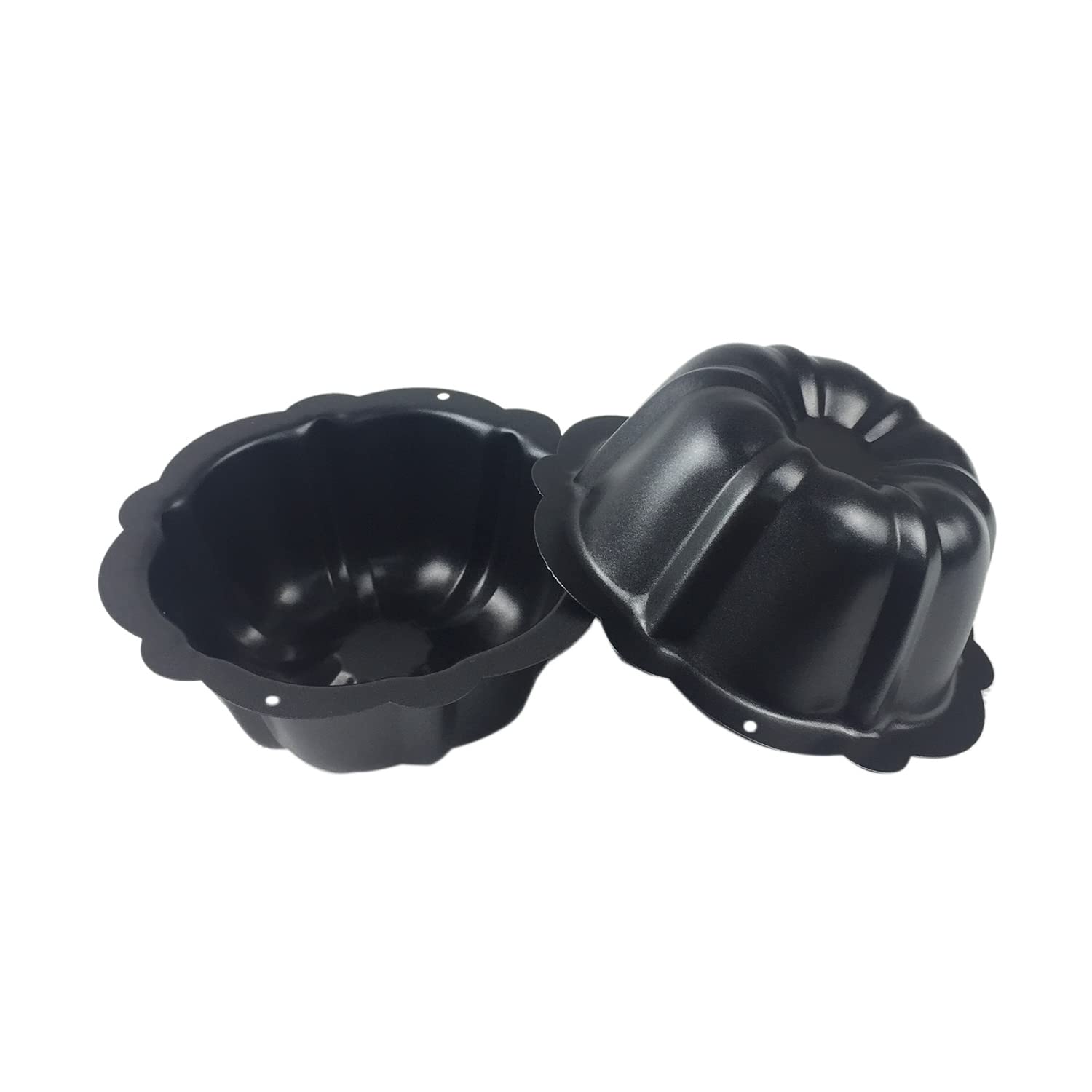 Lovedeal 4 Inch Nonstick Mini Bundt Cake Pan, Set Of 4 For Baking, Carbon Steel Fluted Cake Pans, Metal Round Pumpkin Shaped Cak