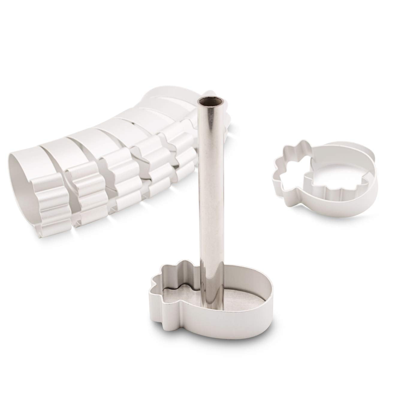 Prettyard Pineapple Shape Aluminium Alloy Small Cake Biscuit Mold With Stainless Steel Pusher & Lifter Press Set Diy Dessert Mol