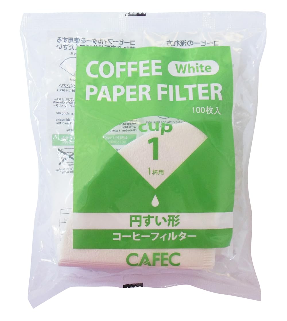 CAFEC 100-pack White cone-shaped V60 01 style universal 1 to 2 cup Disposable Coffee Filter for Pour Over Dripper brewing - Trad