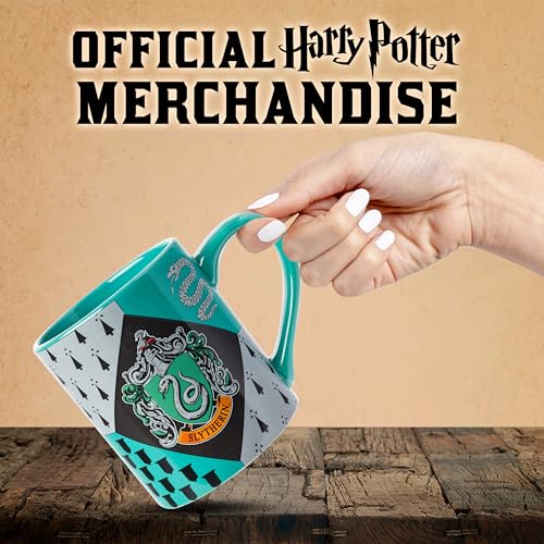 Silver Buffalo Harry Potter Slytherin House Crest Ceramic Mug  14 Ounces